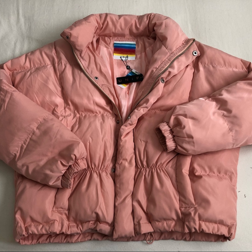 UNIF Women’s puff jacket pink M NWT, RARE